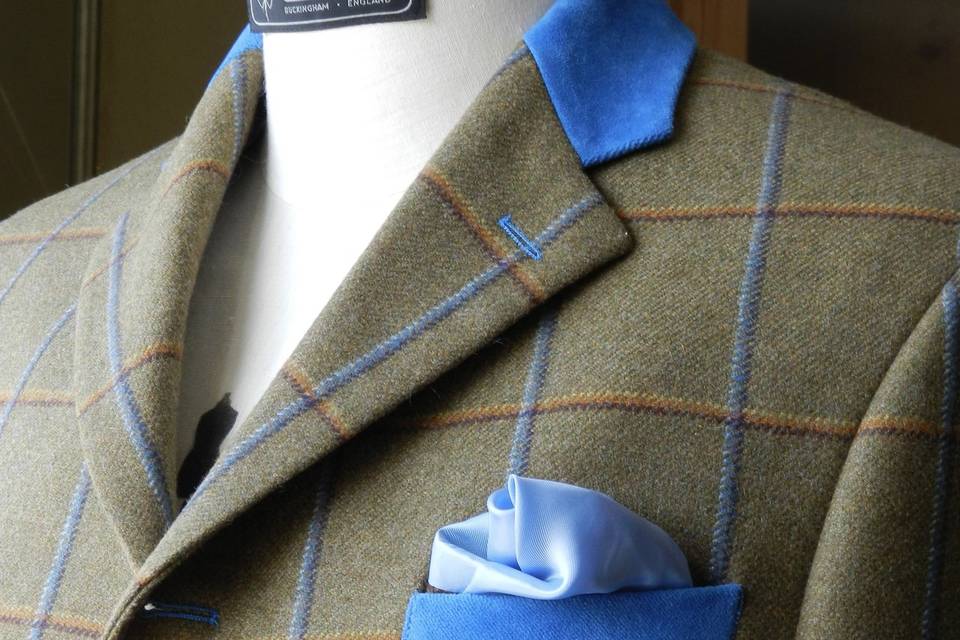 Tweed and blue velvet