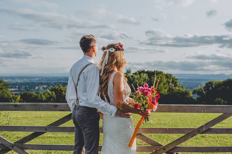 Bride and groom view