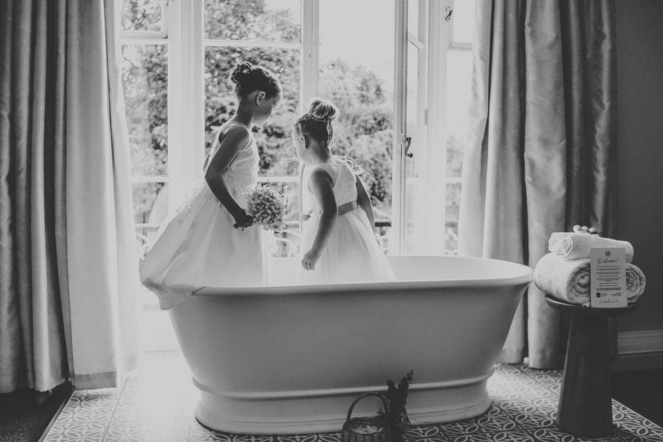 Little girls in bath
