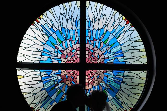 Stained Glass Window Kiss