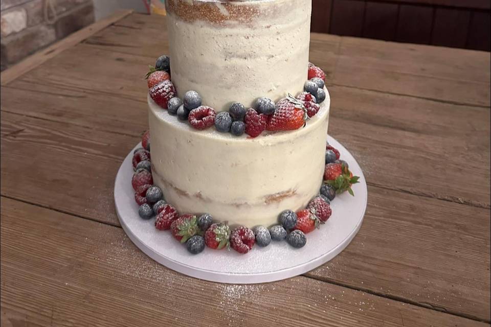 Fresh fruit semi naked cake
