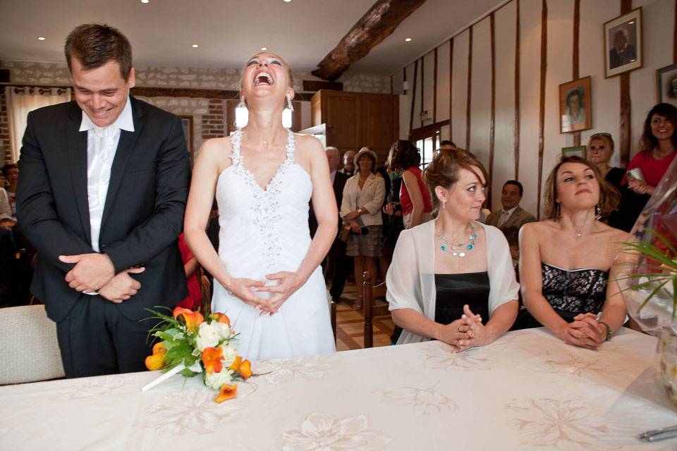 Bursts of laughter at the town