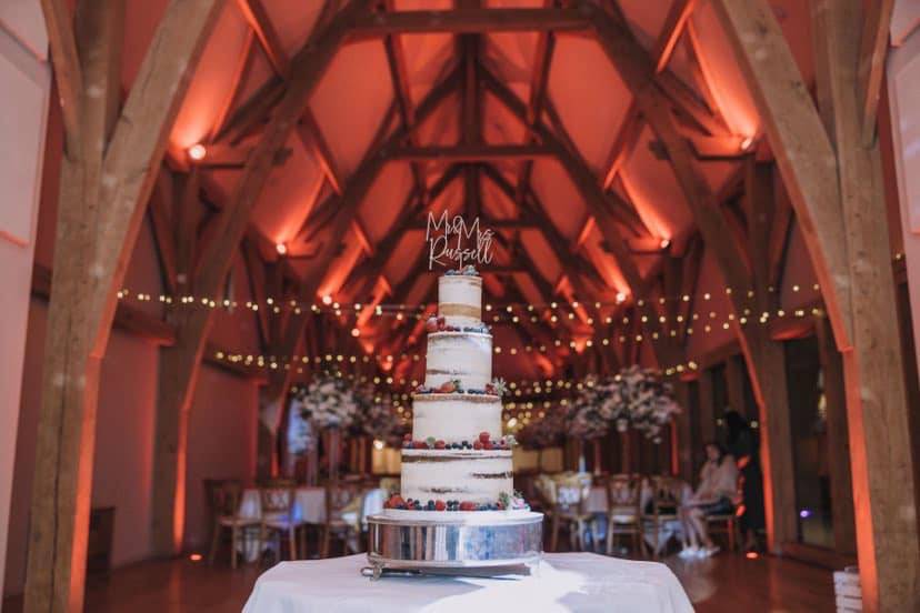 Wedding Cake in barn