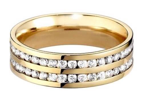 Gold two row diamond ring