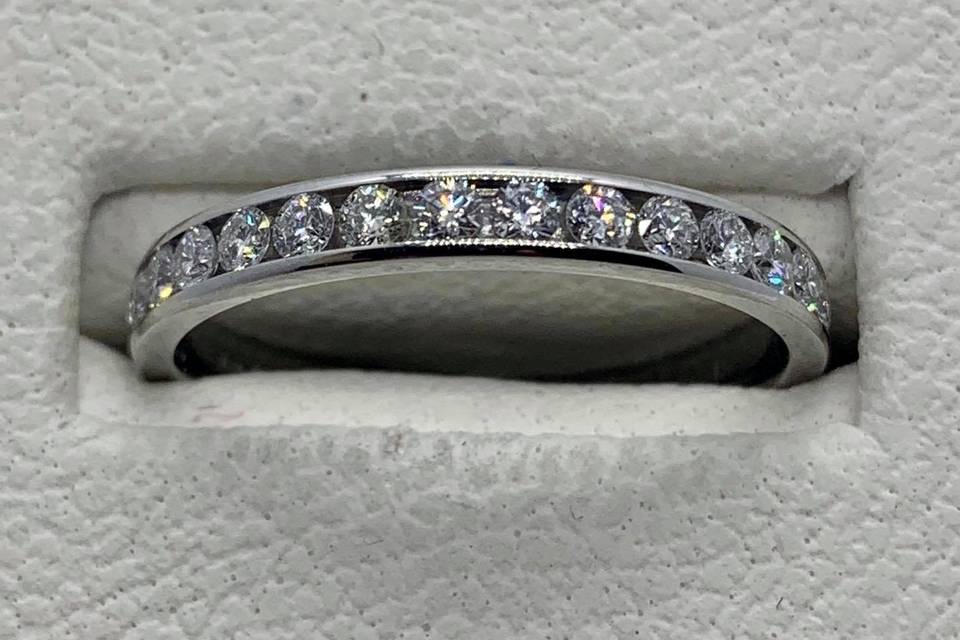 Channel set white gold ring