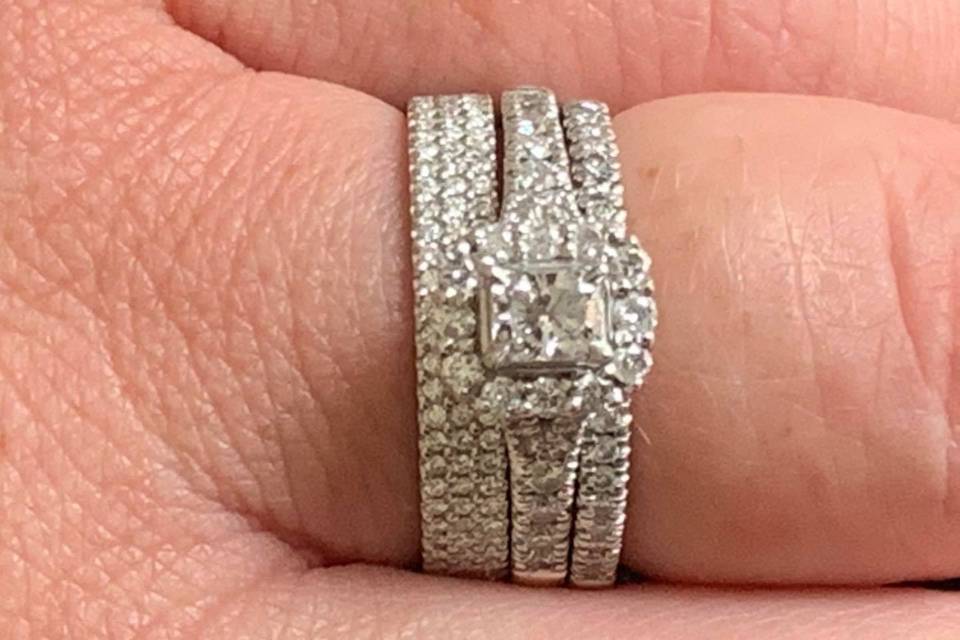 Three row Diamond Wedding Ring