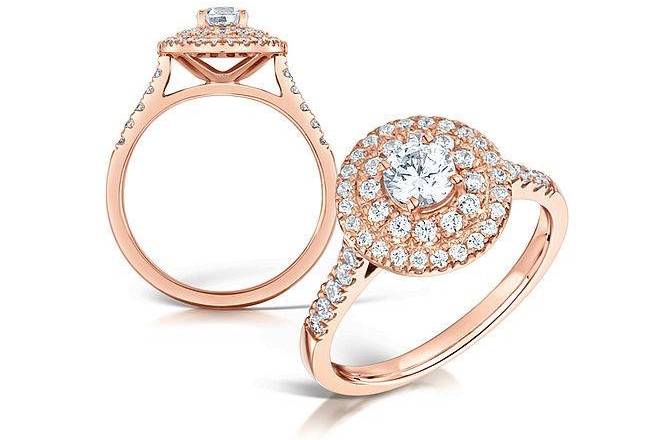 Rose Gold Cluster Diamond Ring