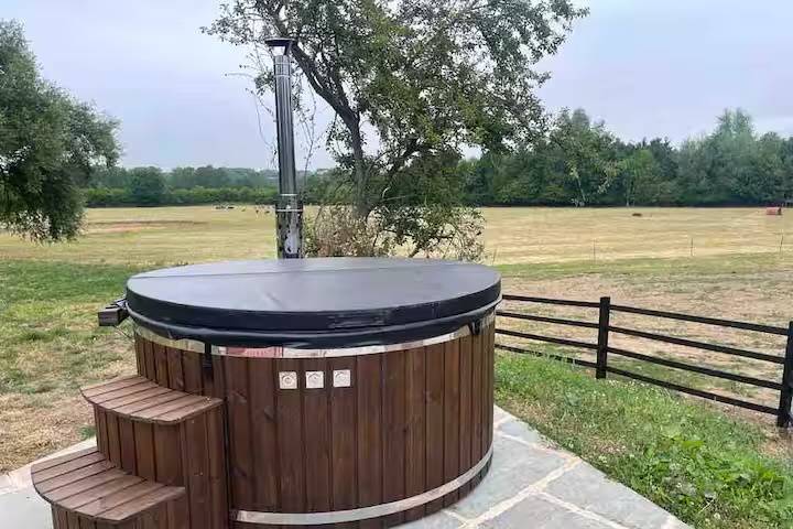 Wood fired hot tub
