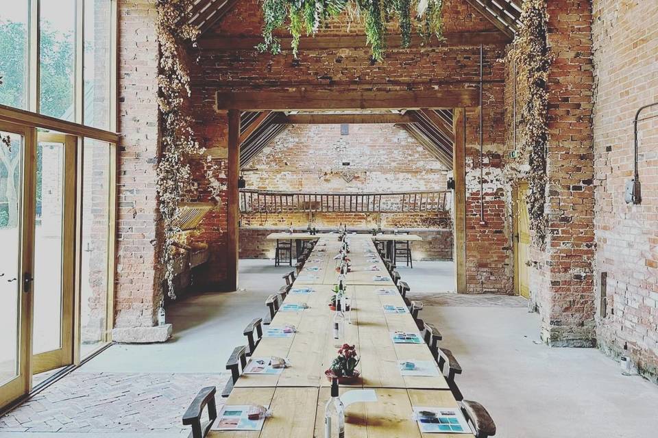 Inside threshing barn