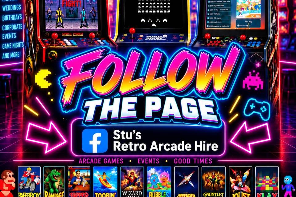 Follow Stu’s Retro Arcade Hire