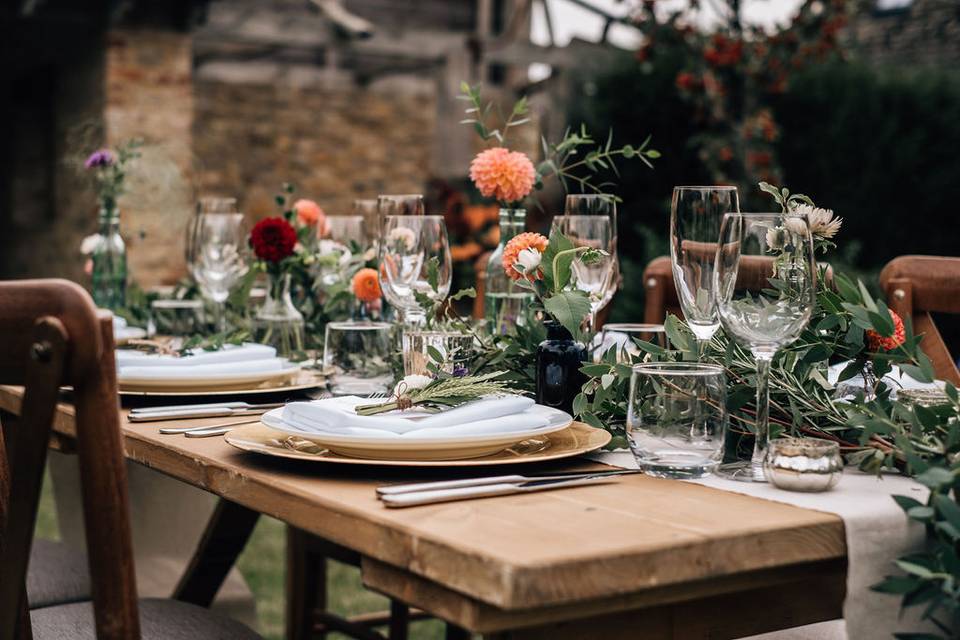 Rustic outside table setting