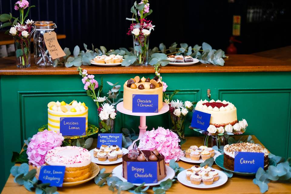 Cakes displayed