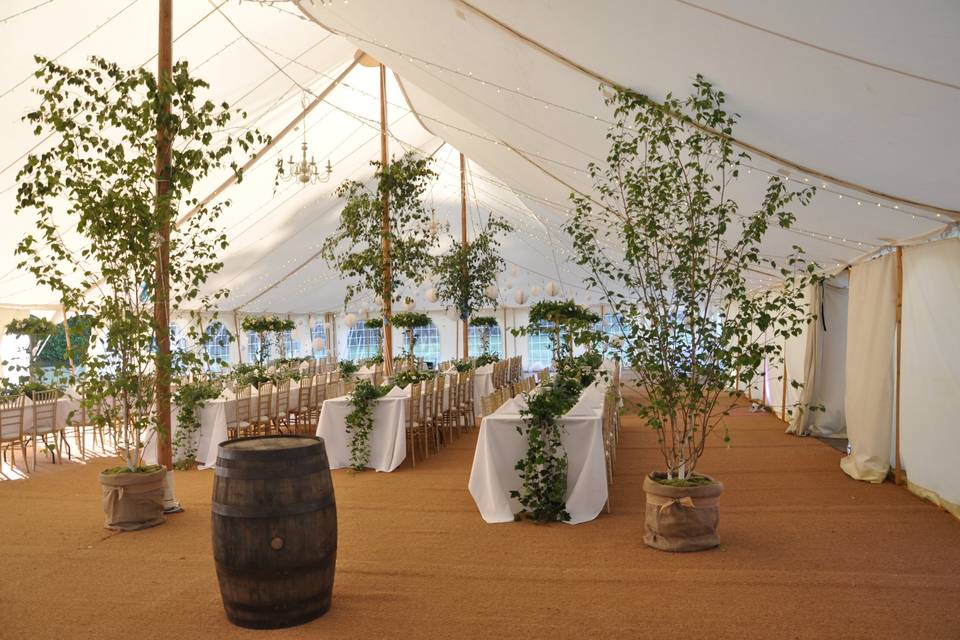 Lovely natural set up in our fab Marquee.