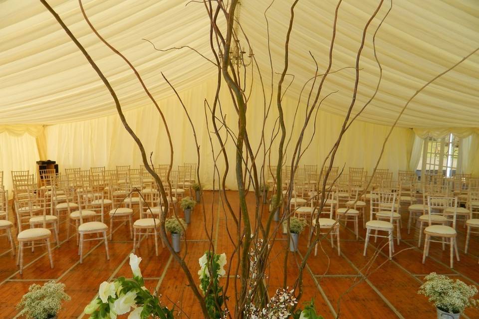 Marquee wedding ceremony area