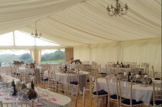 Oval tables at the seaside