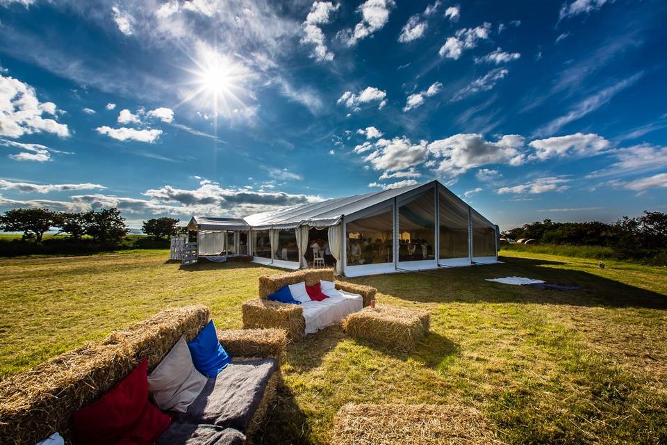 Love the straw bale sofas