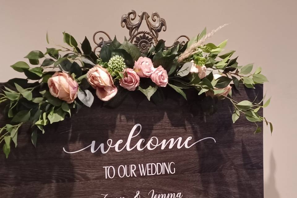 Wooden welcome board
