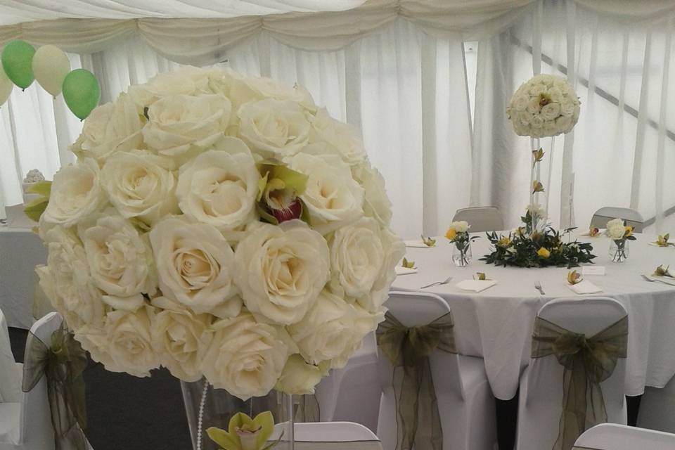 Rose sphere centrepieces