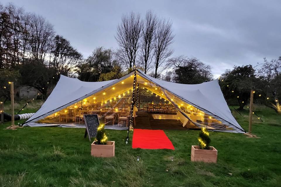 Tent set up for a party