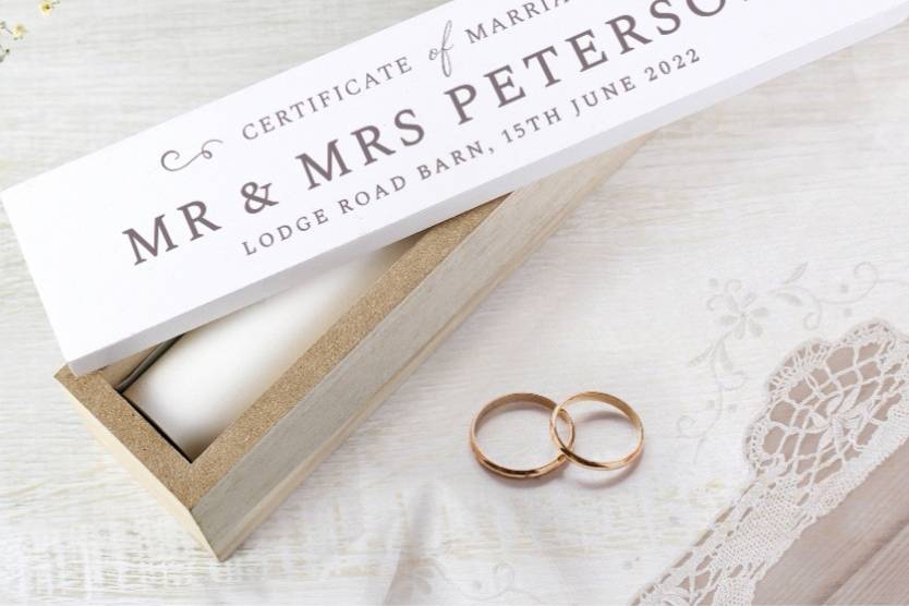 Wedding certificate box