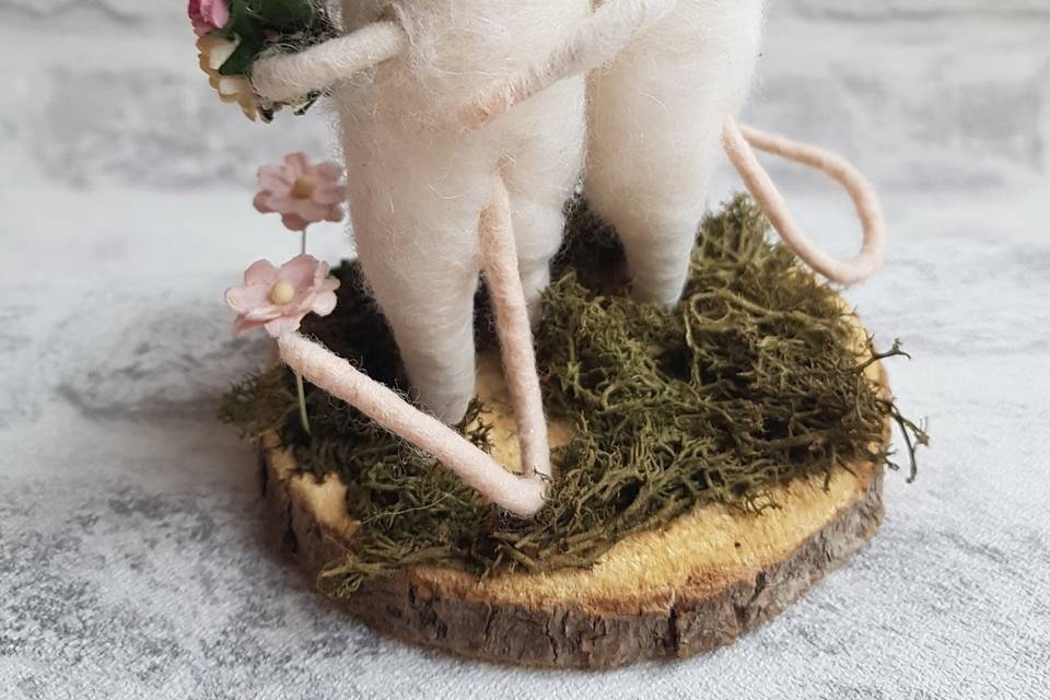 Felted mice decoration cake