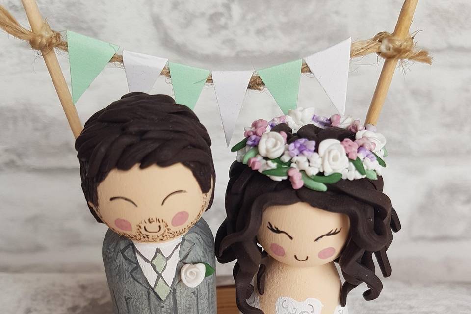 Sage wedding cake toppers