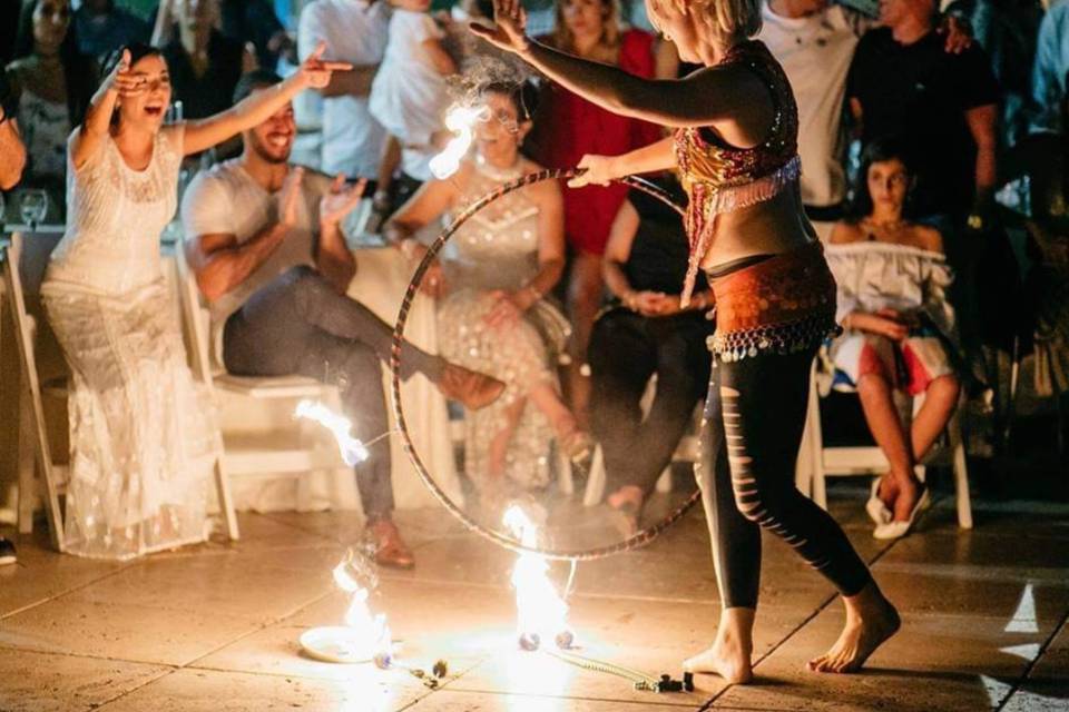 Solo fire performer