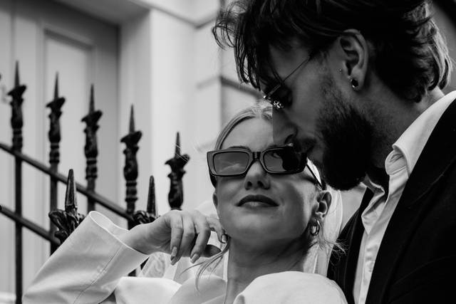 Bride and groom in the city