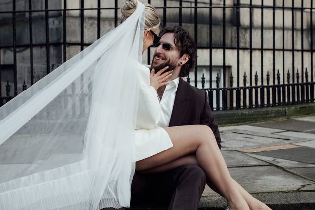 Bride and groom city chic