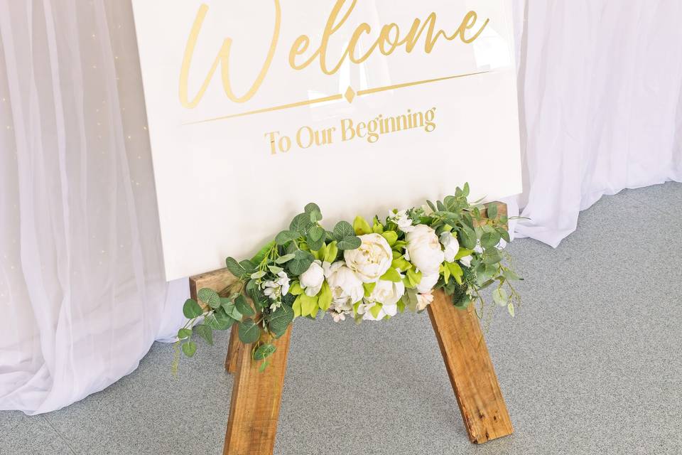 Easel and Welcome Sign