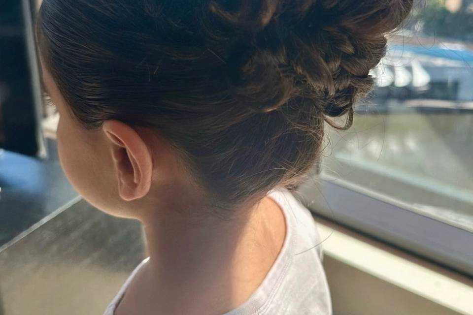 Flower girl hair high updo