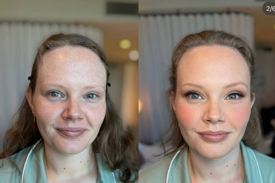 Bridesmaid soft peach make-up