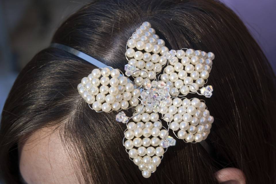 Swarovski Crystal and Pearl Flower Side Tiara