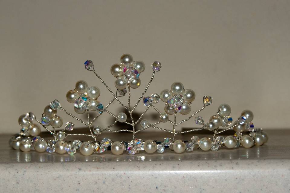 Swarovski Crystal and Pearl Flower Tiara