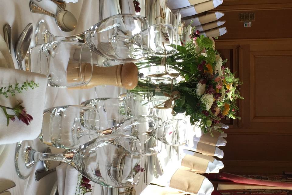 Table set in our oak-paneled reception room