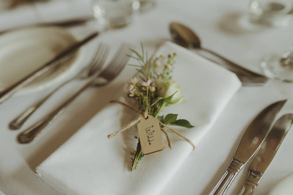 Table set in our oak-paneled reception room