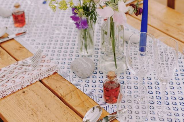 Block printed table runners