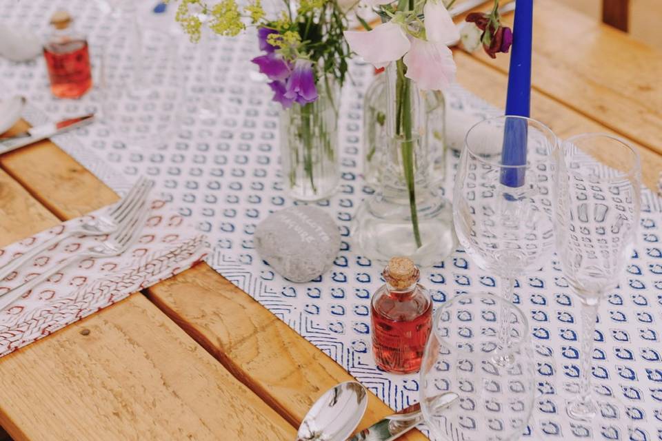 Block printed table runners