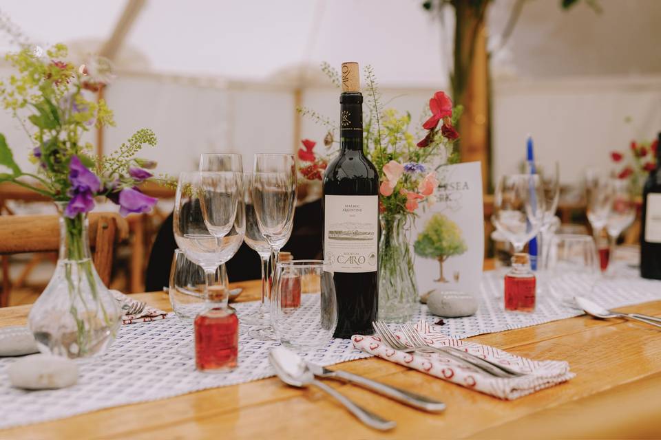 Block printed tablelinen