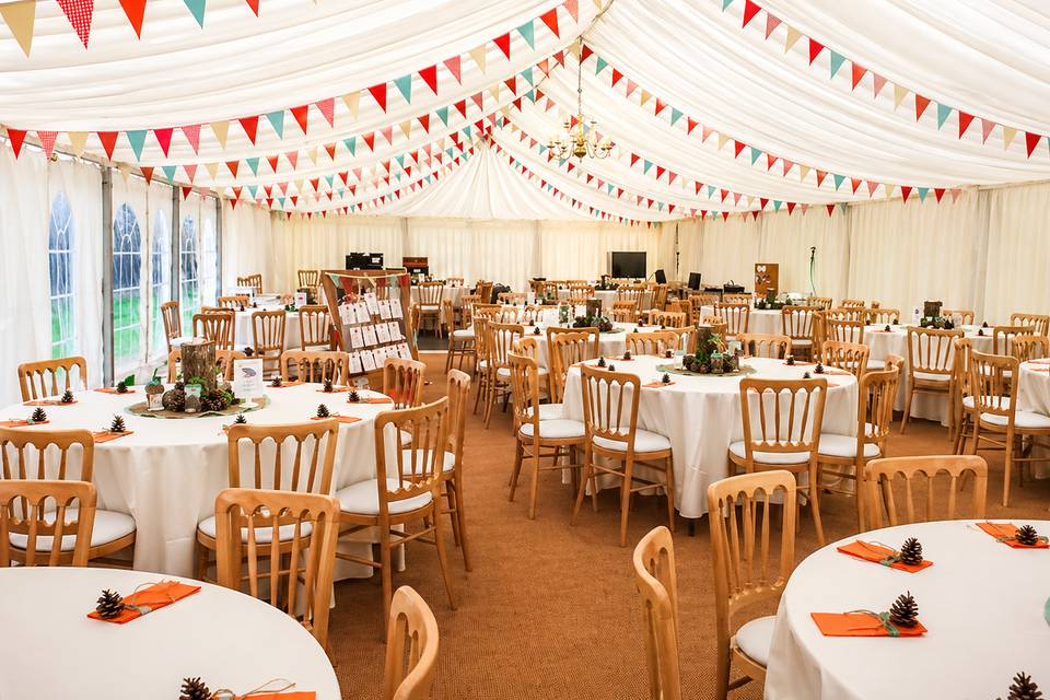 Banquet hall celebration setup
