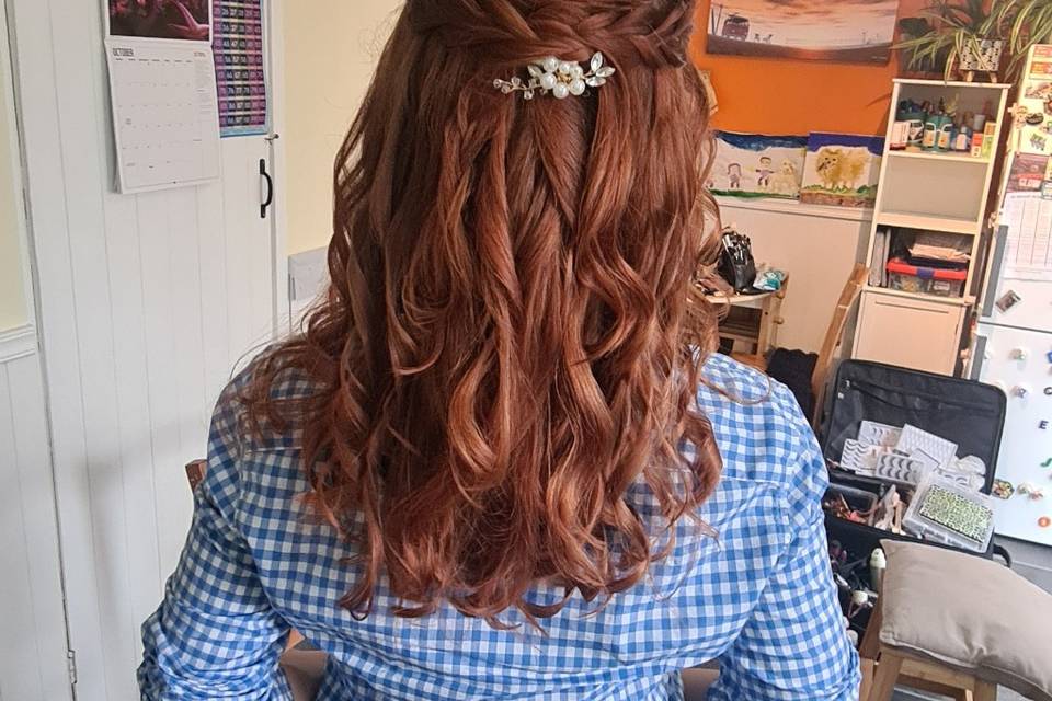 Plaited half up half down hair