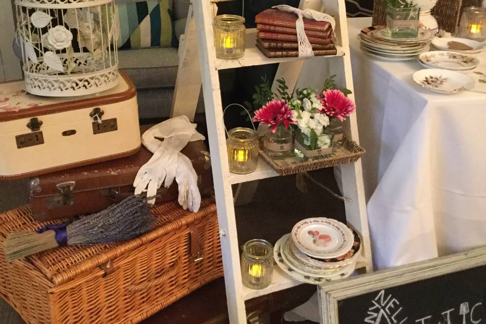 Shabby chic ladders and hamper