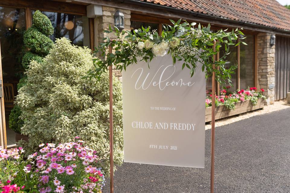Frosted Welcome Sign
