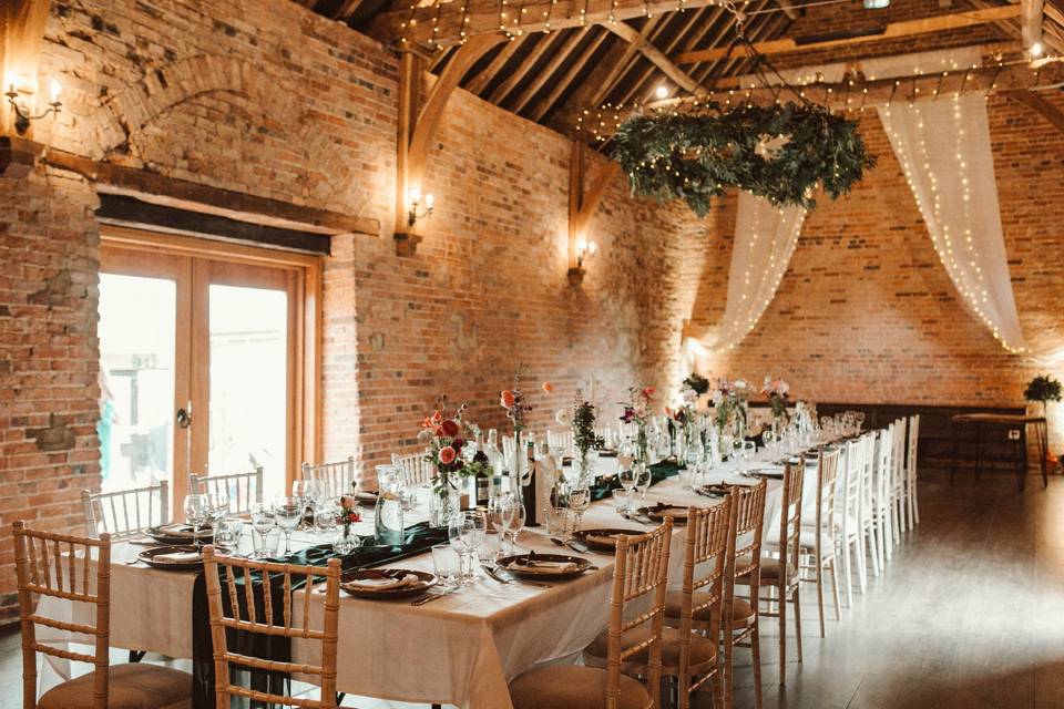 Barn wedding breakfast