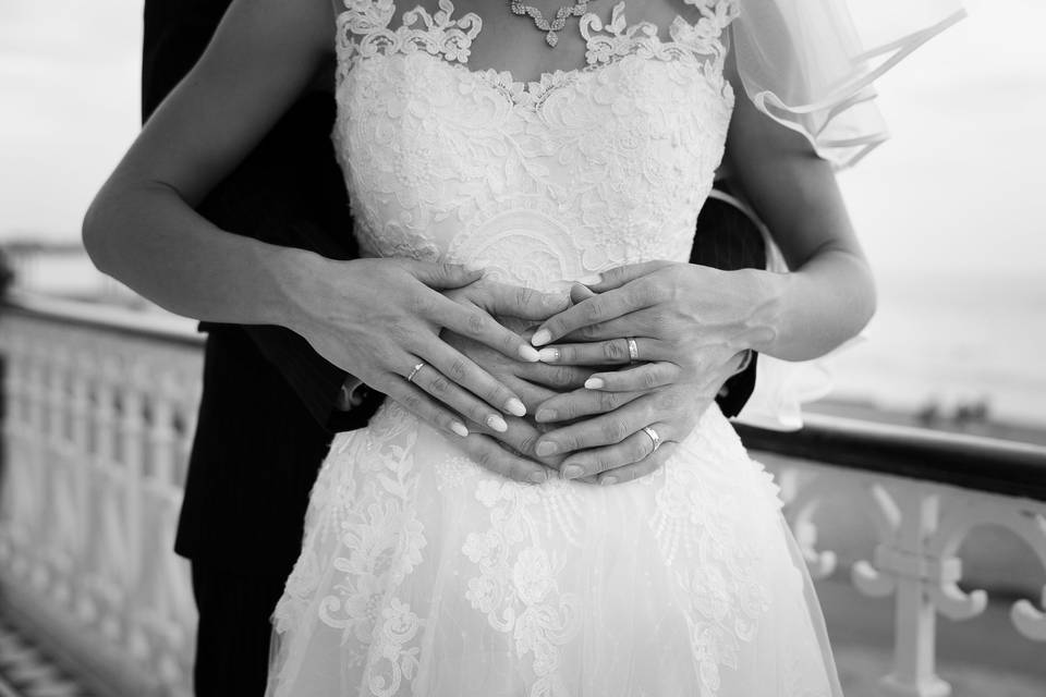 Black and white couple hands
