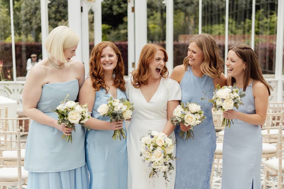 Bride with her bridesmaids