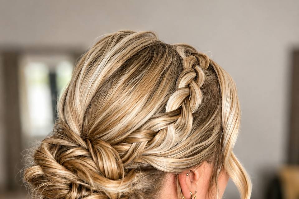 Dutch Braid Low Bun