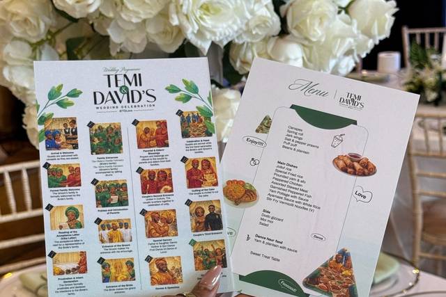 Menu card printout