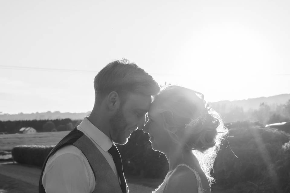 Sunset wedding photo