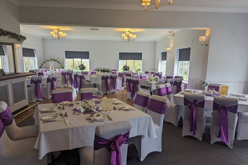 Purple wedding breakfast